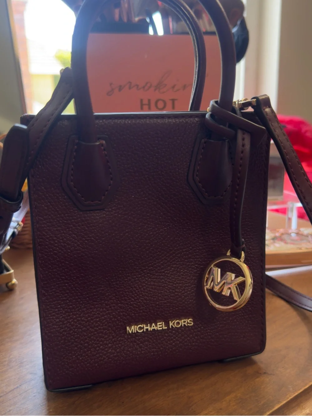Michael Kors Mini Bag in Deep Burgundy with Gold Hardware